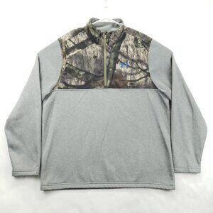 Under Armour Shirt Mens XL Gray Mossy Oak Treestand Camouflage 1/4 Zip Pullover